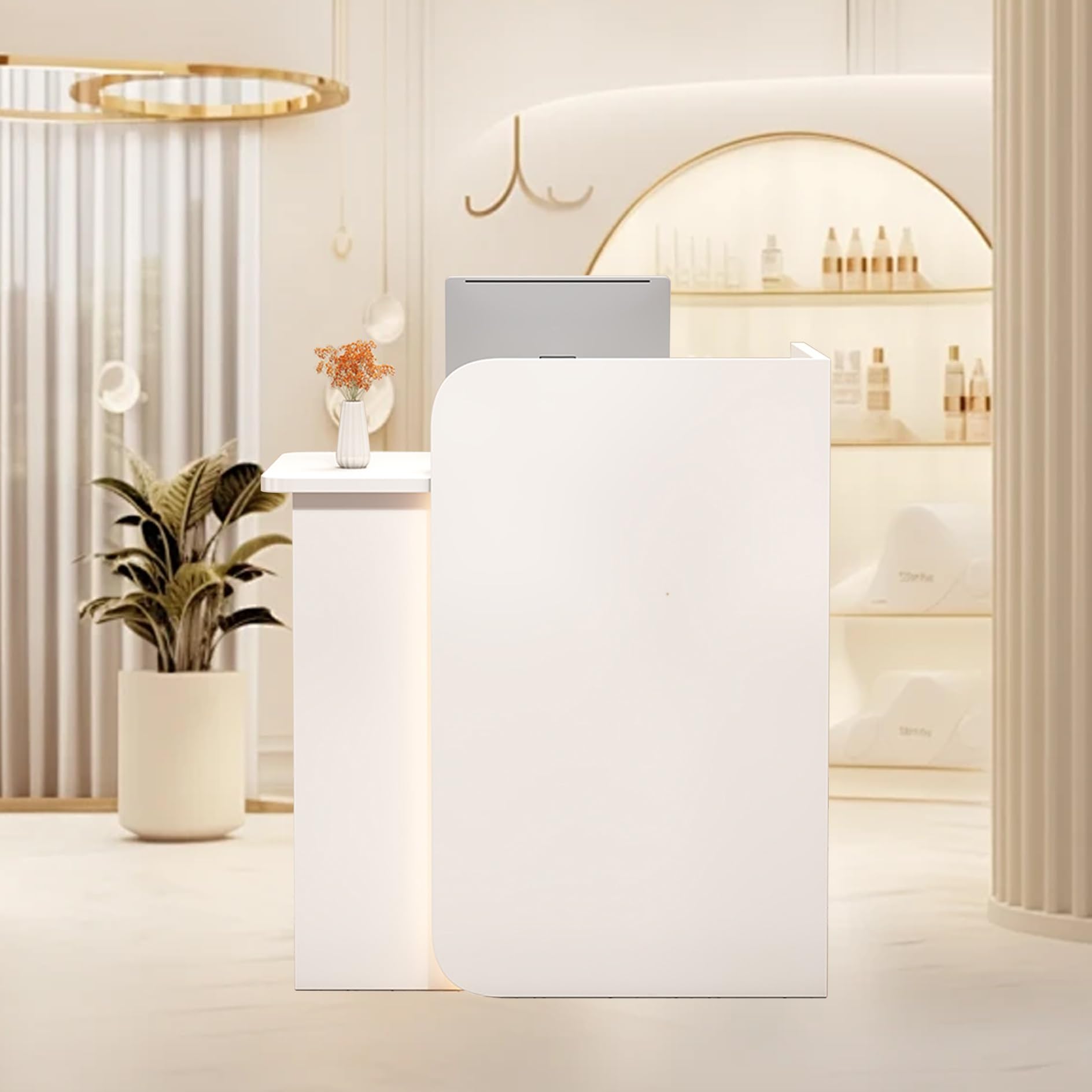 Piccola Banco Reception,Bancone Reception Estetica,Bancone Cassa,Banco Cassa per Negozio,Banconi di accoglienza Moderno con Cassetto,Consente di Risparmiare Spazio,Tavolo per Ufficio Beauty Salon(Whit