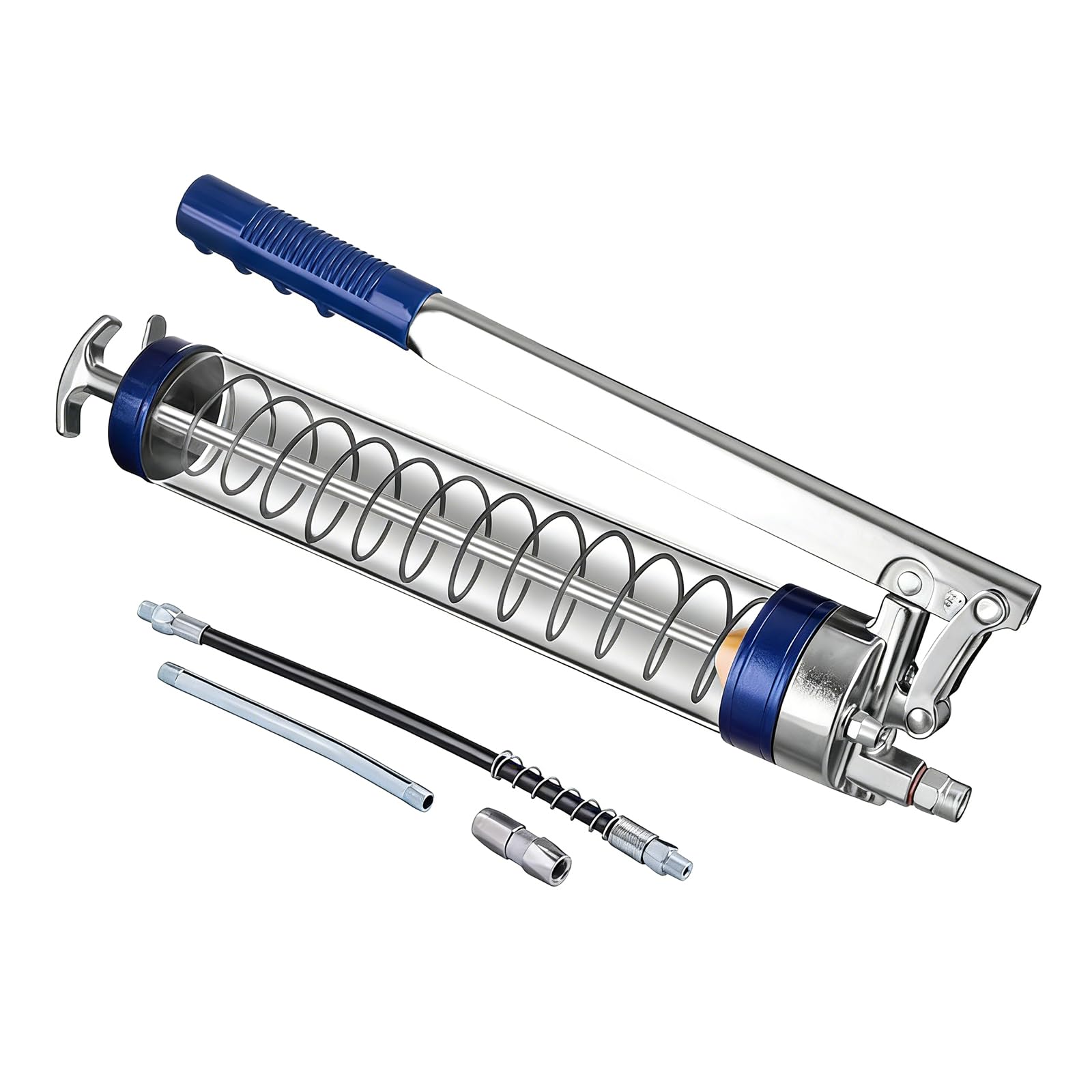 Lubricación profesional de cuerpo de aluminio con mango para maquinaria industrial, tubo de grasa transparente, bombas de grasa manuales