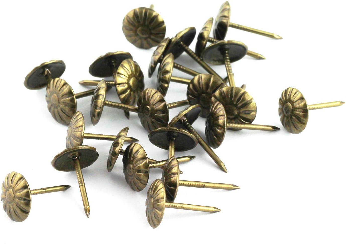 150pcs Upholstery Tacks Stud Elegant Vintage Antique Brass Pushpin Doornail Round Dome Head Furniture Decoration Nails Pins Green Bronze 11x17mm