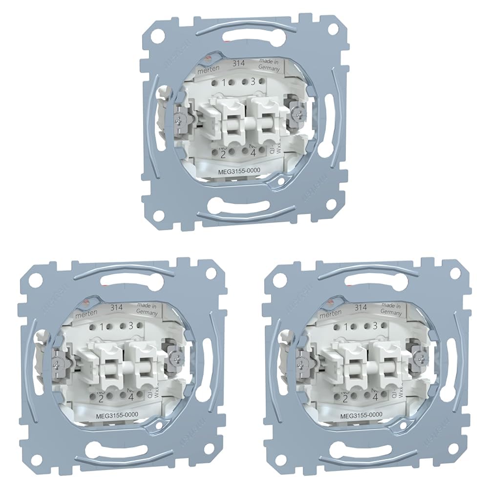 Schneider Electric Merten Doppeltaster-Einsatz, Unterputz, Steckklemmen, 1-polig, 10A, AC, 250V, Artikelnummer MEG3155-0000 (Packung mit 3)