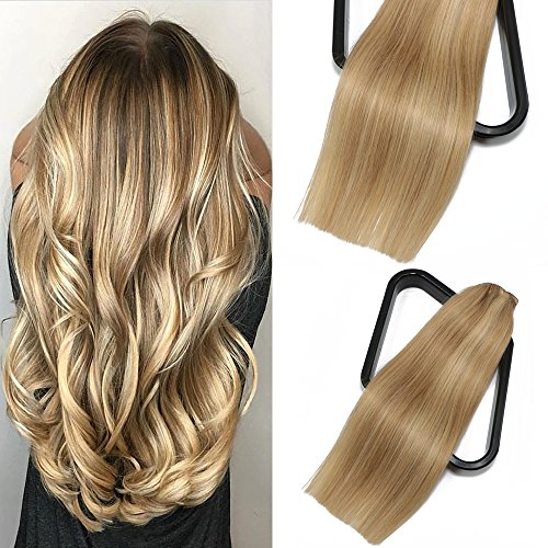 SeaShine Clip in Hair Extensions Double Weft #18P613 Light Ash Blonde 100% Brazilian Remy Human Hair Extensions Soft Silky Straight for Fashion Women 7pcs 16clips(18Inch #18P613 70g)