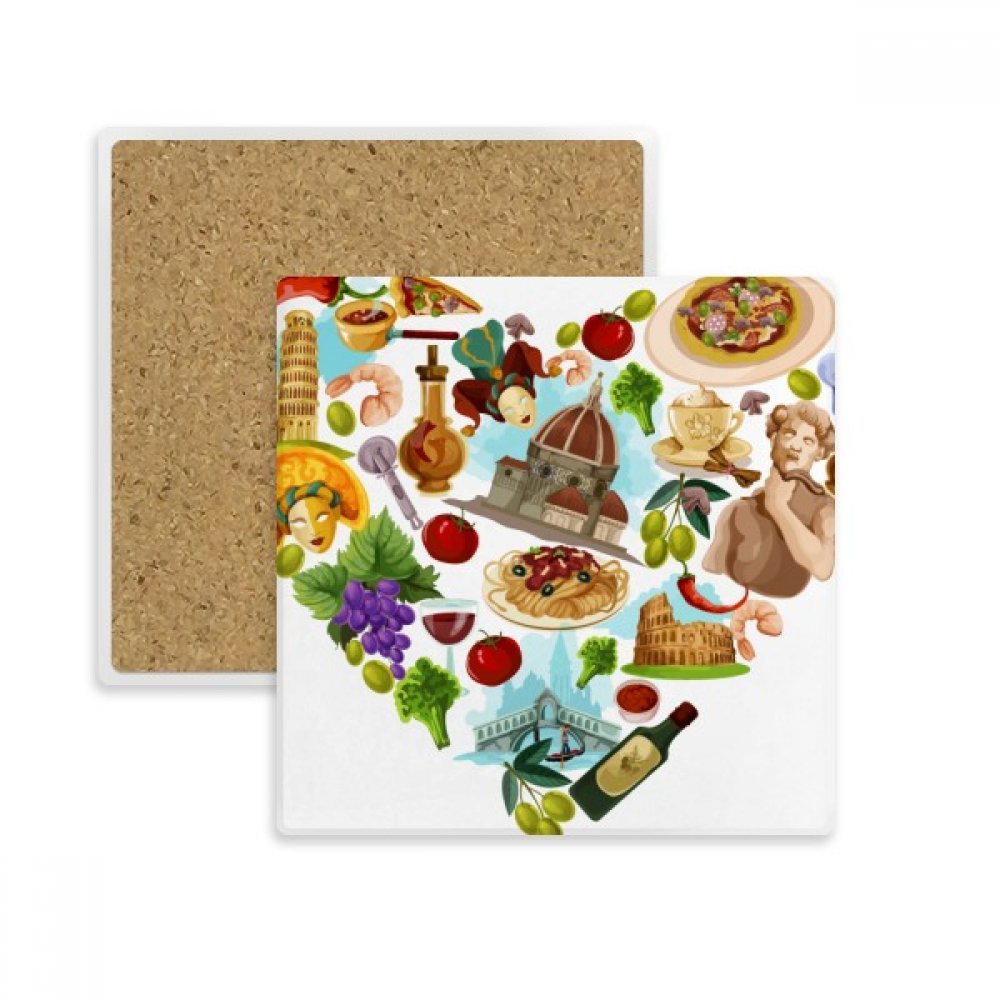 Drapeau place coaster Italie en pierre pour le cadeau de boissons multicolore