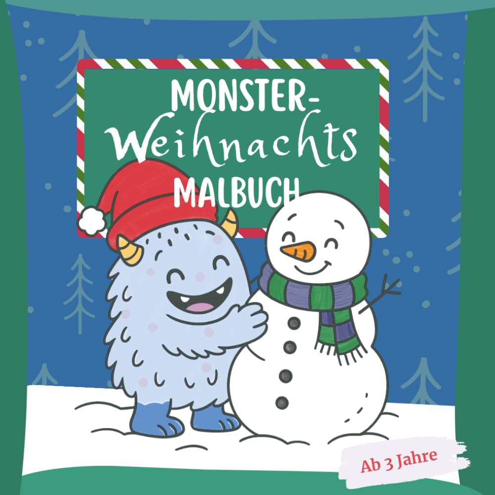 Monster Weihnachts Malbuch I Süße Weihnachtsmonster zum Ausmalen – Lustiges Malbuch für Kinder ab 3 Jahren, perfekte Geschenkidee