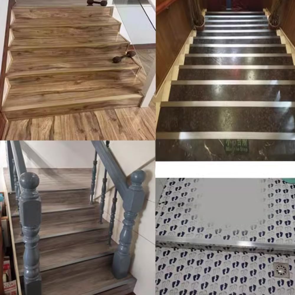 1 pieza de perfil de aluminio en forma de L for escaleras de 91-122 cm (36"-48") - Borde antideslizante for escaleras, protector impermeable for bordes de escaleras(Silver,4cmx90cm)