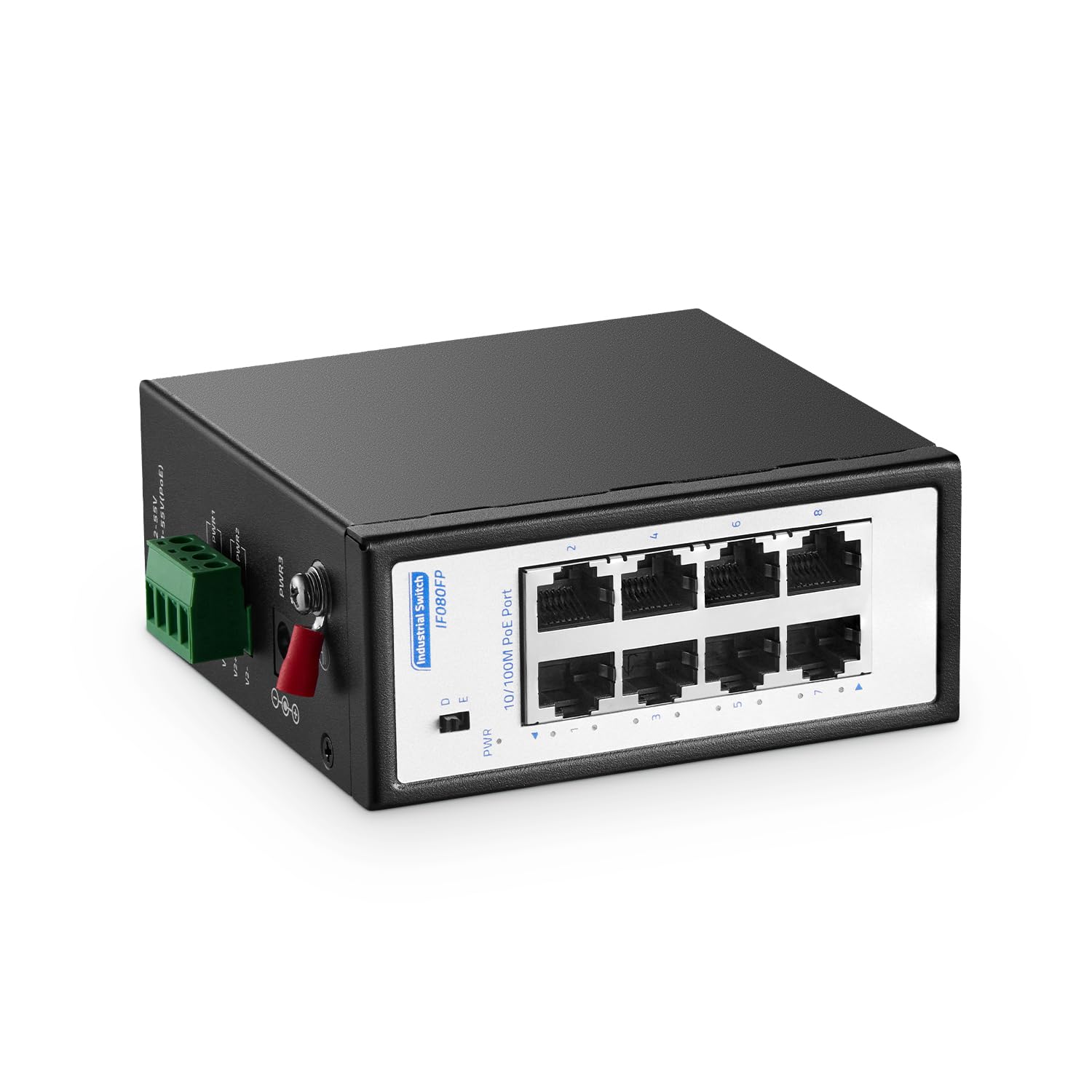 Commutateur Industriel Mini PoE+ à 8 Ports, Fast Ethernet 10/100 Mbps, Montage sur Rail DIN et Mural, Non géré IP30 (-40 à 185 °F) Commutateur PoE Industriel renforcé YuLinca