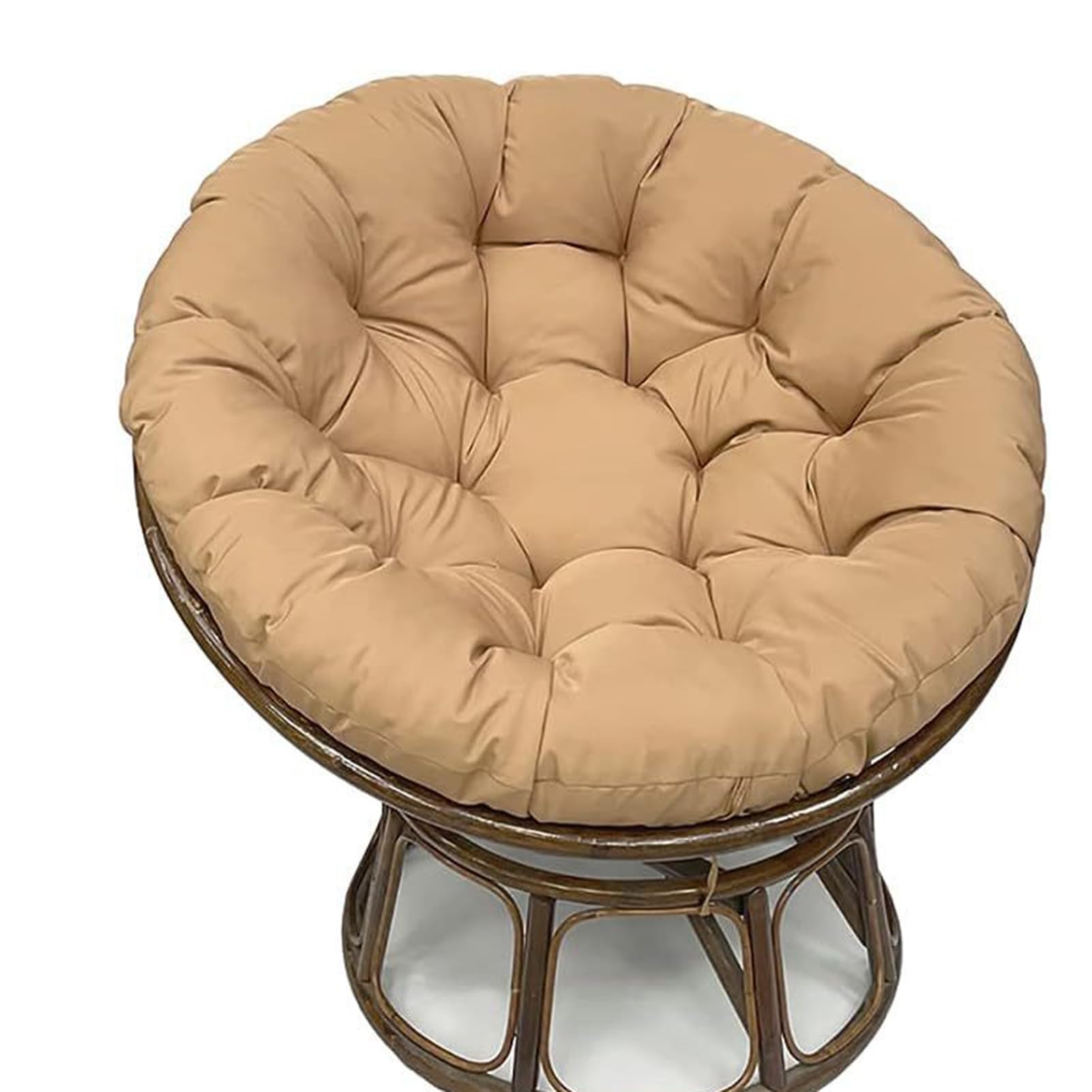 Papasan Chair Cushion Outdoor,Waterproof Hanging Chair Cushion Round Seat Cushion,Comfortable Chair Pad Removable Seat Cushion for Garden Chair, Rattan Chair,Swing Chair,Khaki,160cm