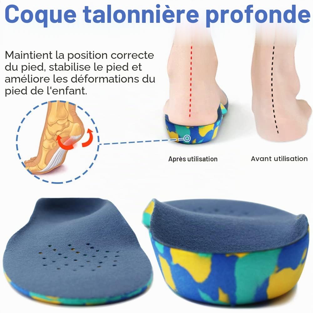 Ailaka enfants semelles orthopédiques soutien voûte plantaire, coussin de mousse Eva pour pieds plats pour enfants, fasciite plantaire(30-32 EU/32-34 CN)