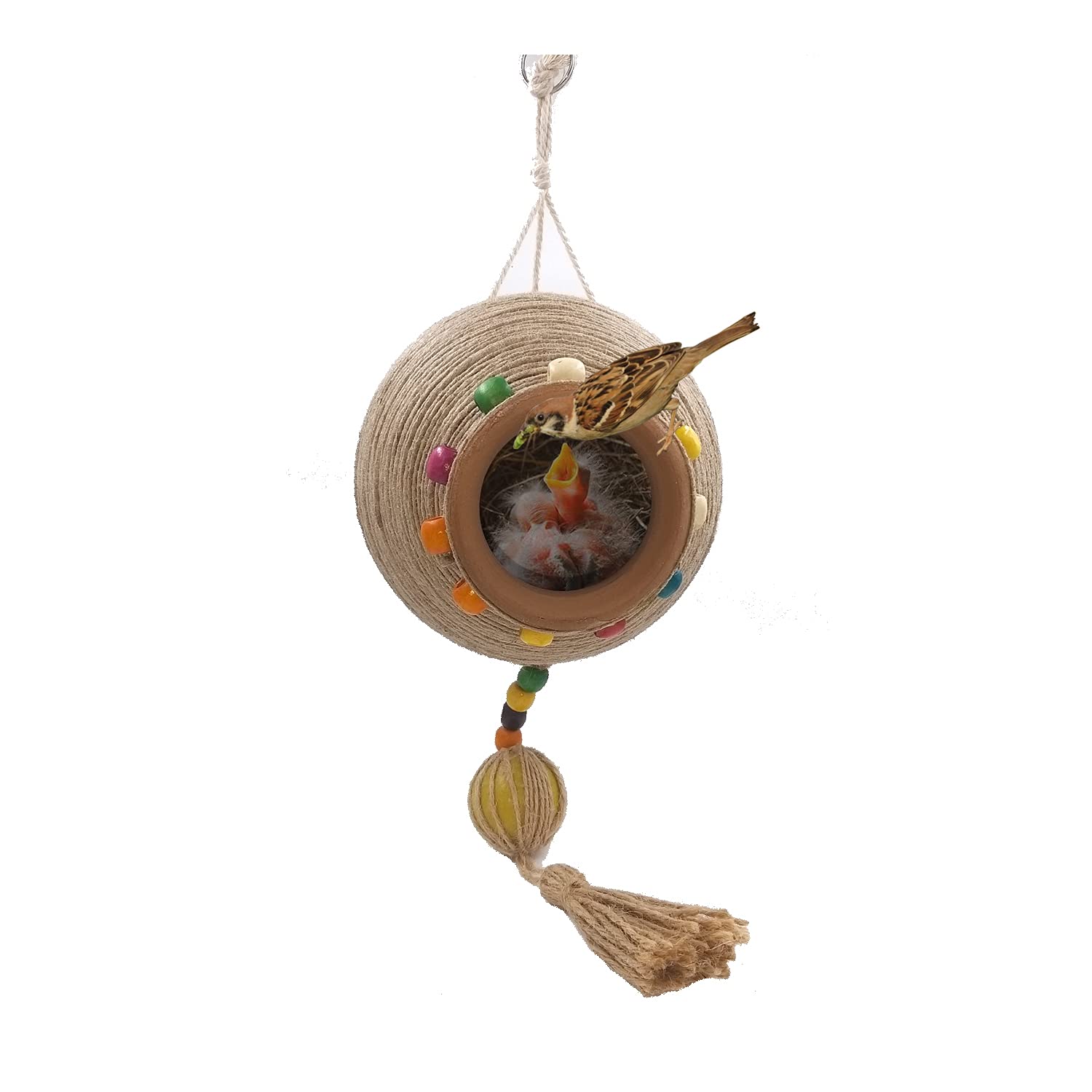 Jainsons Pet Products Earthenware Jute Bird Nest House/Breeding Nest for Bird Cage Bird House for Small Birds (Medium) (B09446WBC6) Amazon Price History, Amazon Price Tracker