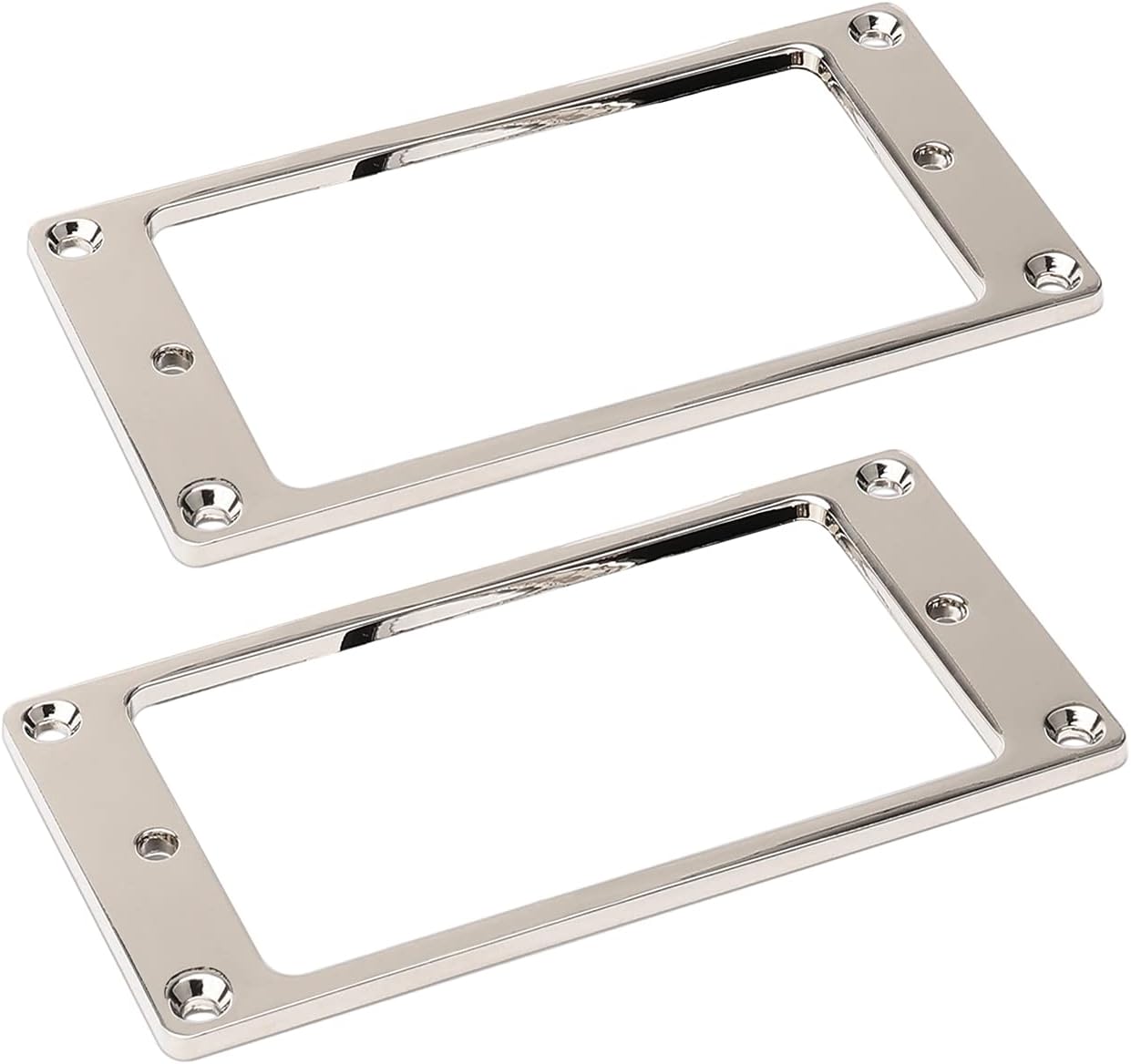 Metallic 2-Pack Humbucker Pickup Rings Flat Mounting Frame for Electric Guitar, Chrome Bridge Neck Pickup Covers Replacement Part with Screws