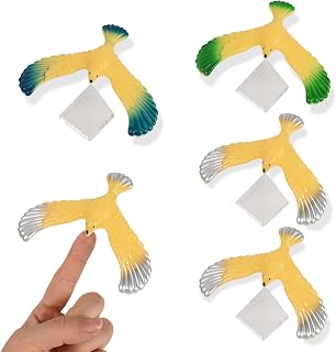 Balancing Bird with Pyramid Stand, 5 Pcs Gravity Eagles | Classic Physics Novelty and Retro Desk Decor for Adults Balancing Trick Party Favors