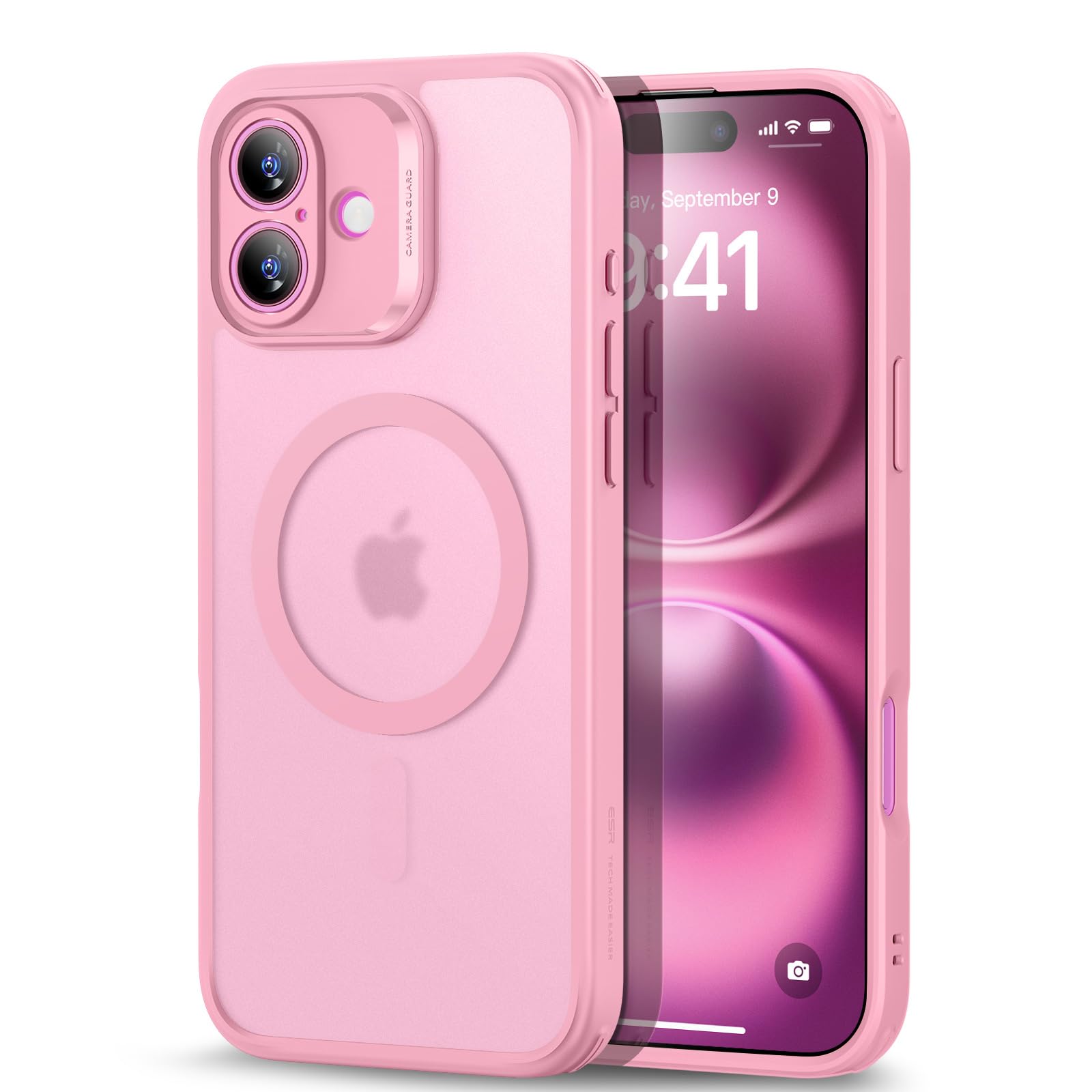 ESR for iPhone 16 Case, Translucent Matte Case, Compatible with MagSafe, Military-Grade Protection, Classic Series,Frosted Pink