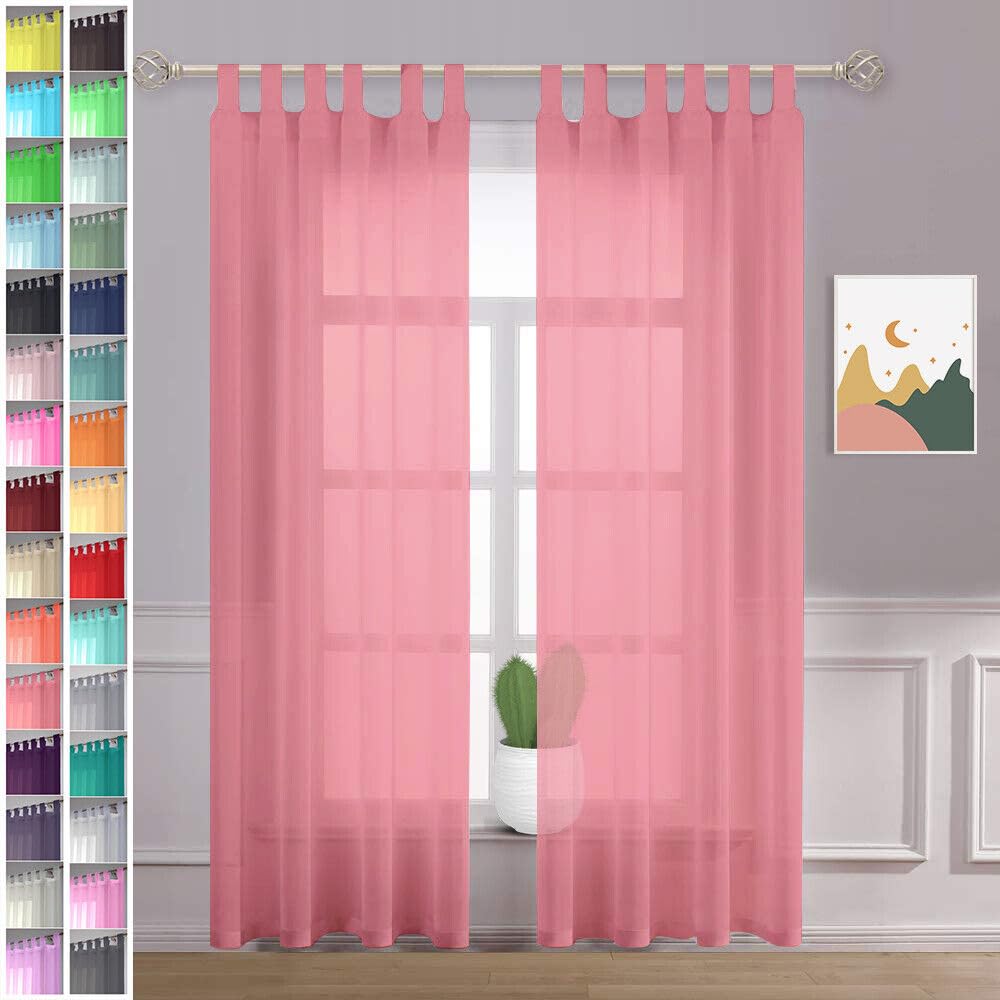 Megachest Dusty Rose Sheer Voile Tab Top Curtain(, 56" Widex90 Drop(W142cmxh228.5cm))