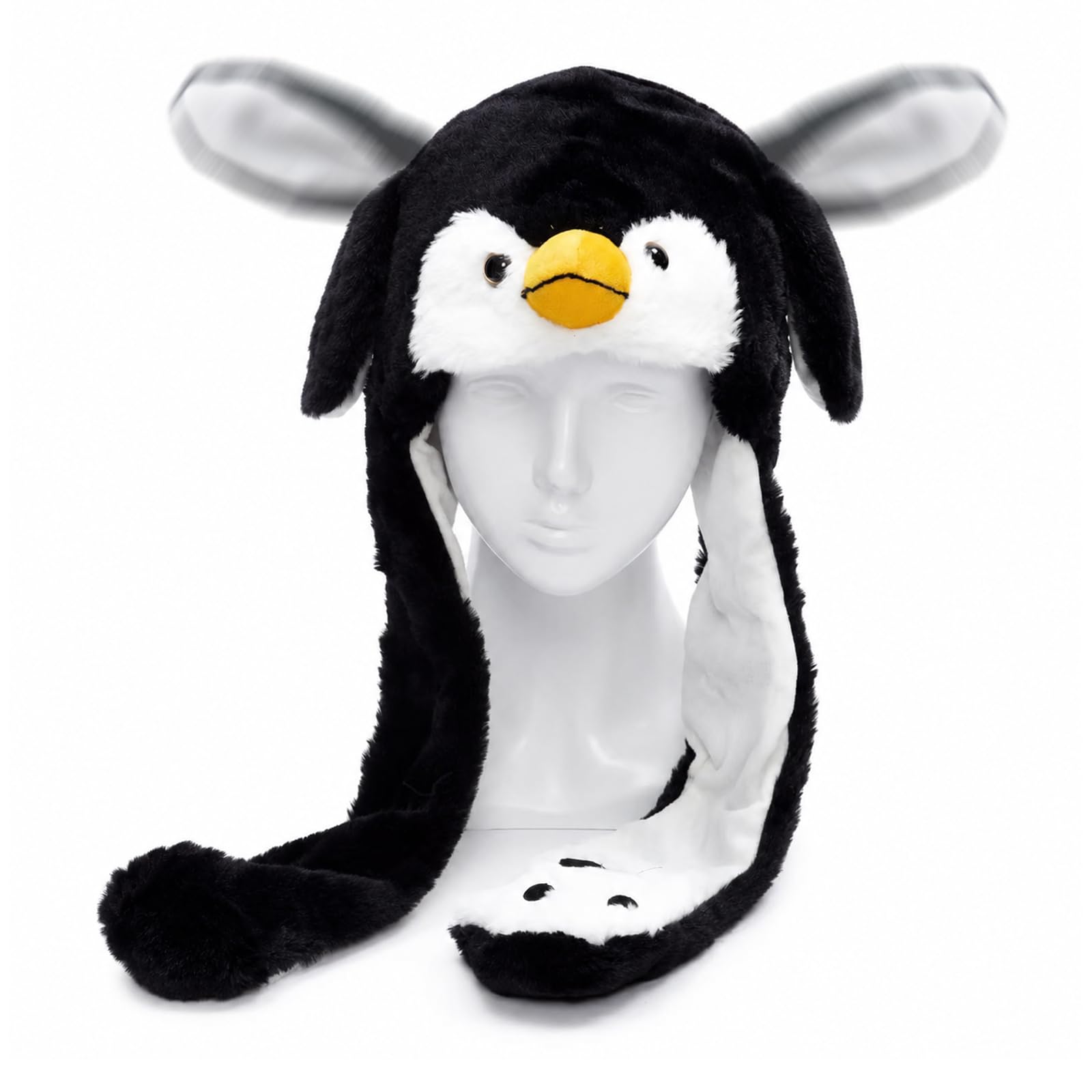 XazNvc Penguin Hat with Moving Ears, Funny Hats for Adults, Interactive Cosplay Hat and Penguin Costume Accessory for Party Photo Props