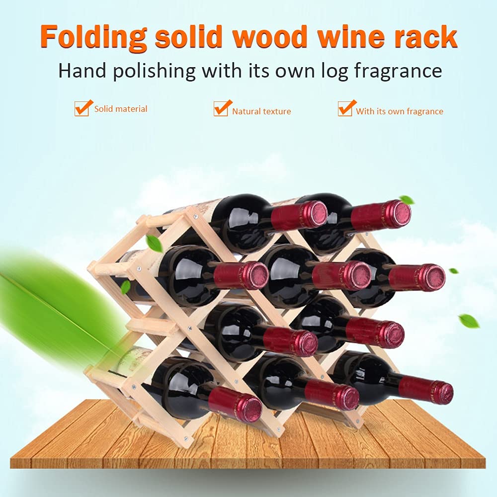 Botellero Vino Estante de vinos Plegable Soporte for el Vino for el hogar Botelleros Vinos (Color : Wood)
