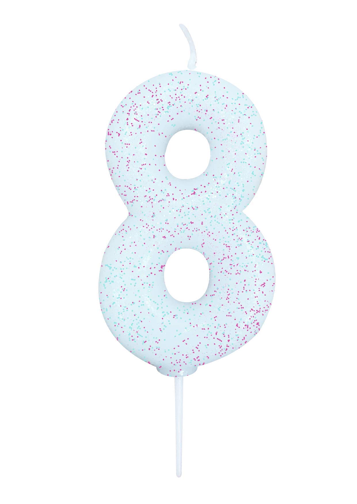 Anniversary House Colourful Iridescent Glitter Candle, Number 8, 8th Birthday Cake Topper, 7 Centimeters, AHC01/8