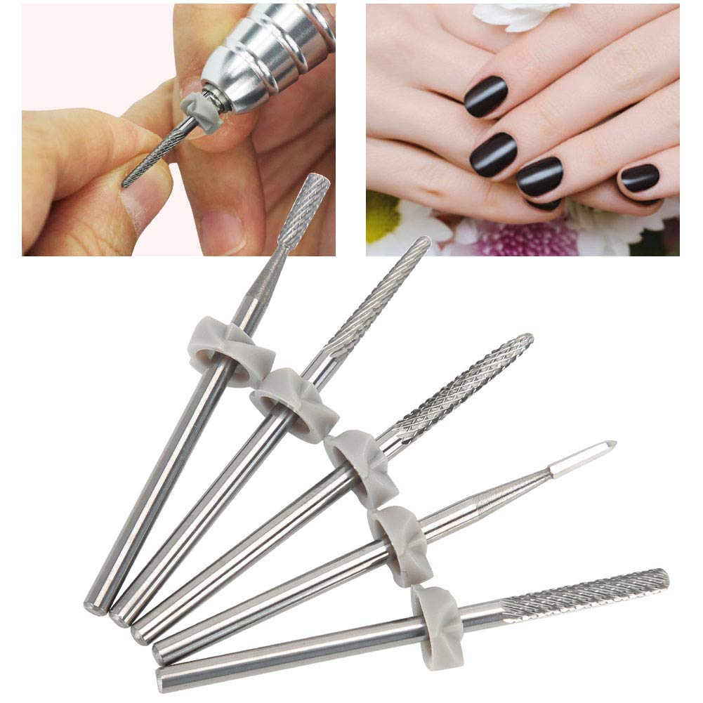 Professional 5-Piece Nail Drill Bit Set - Tungsten Carbide Cuticle & Gel Polish Bits for Manicure Pedicure, Acrylic Shaping Art Design - Image 3