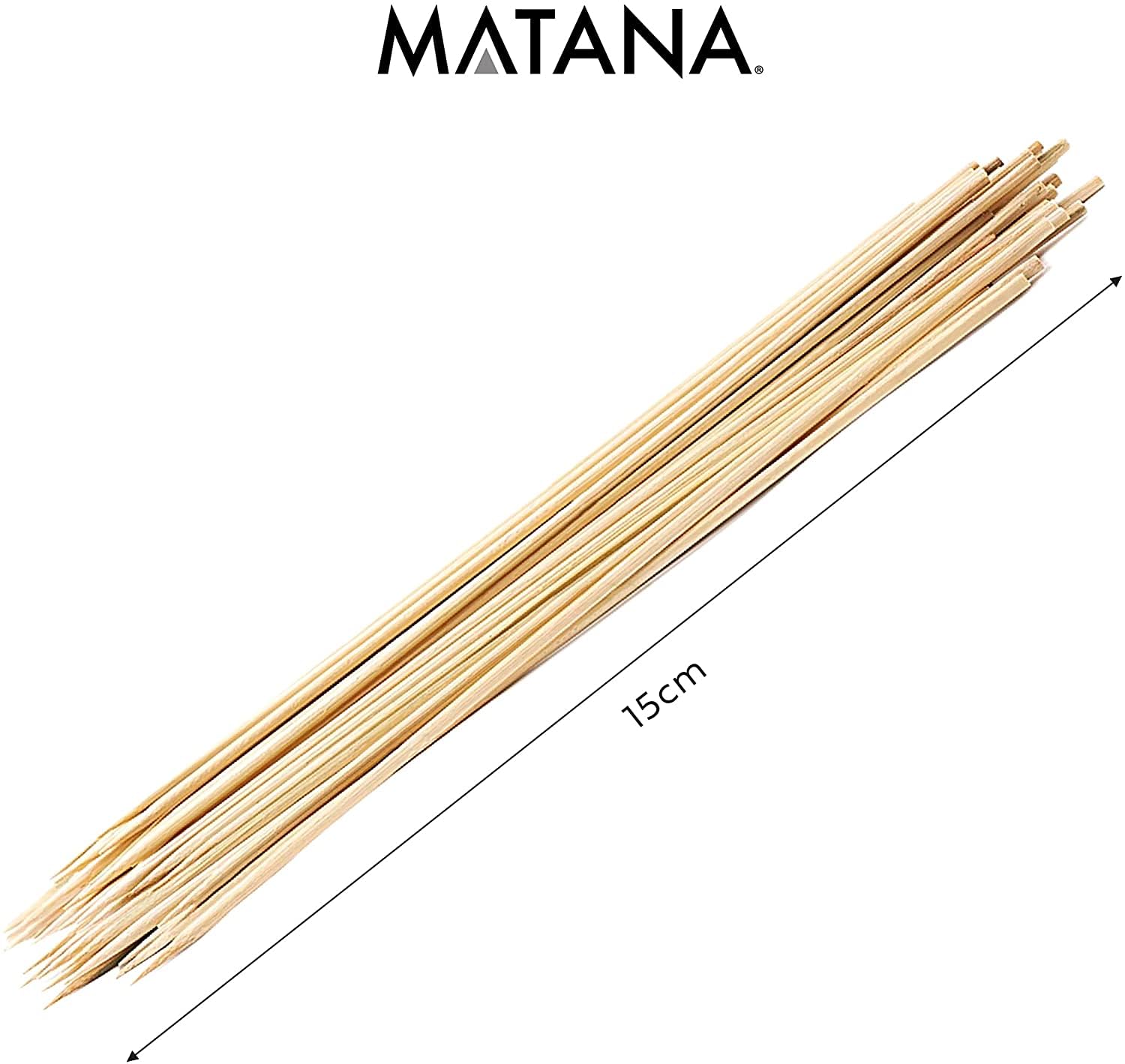 MATANA 500 Spiedini di Legno di Bamboo 15cm - Stecchini di Bambù per Barbecue, Naturali e Biodegradabili