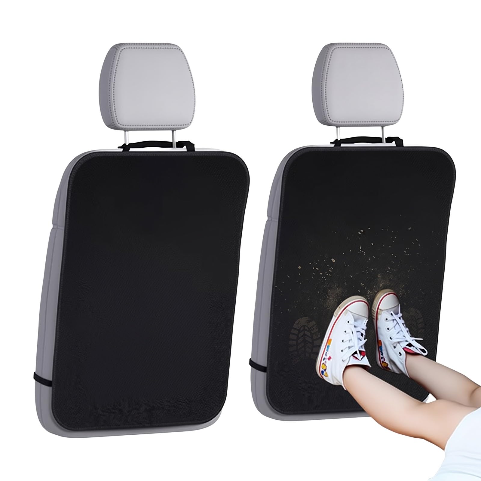 HSHTAM 2 PCS Car Seat Protectors, Kick Mats Back Seat Protector for Kids Anti Dirty Back Seats Protector Backseat Kick Mat with Adjustable to Prevent Dirt