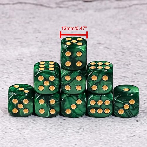 Miniatura 5 de Juego de 36 dados mini de 0.472 pulgadas, 6 caras, juego de dados con patrón de perlas, 6 dados estándar para Yahtzee, Bunco o enseñanza de