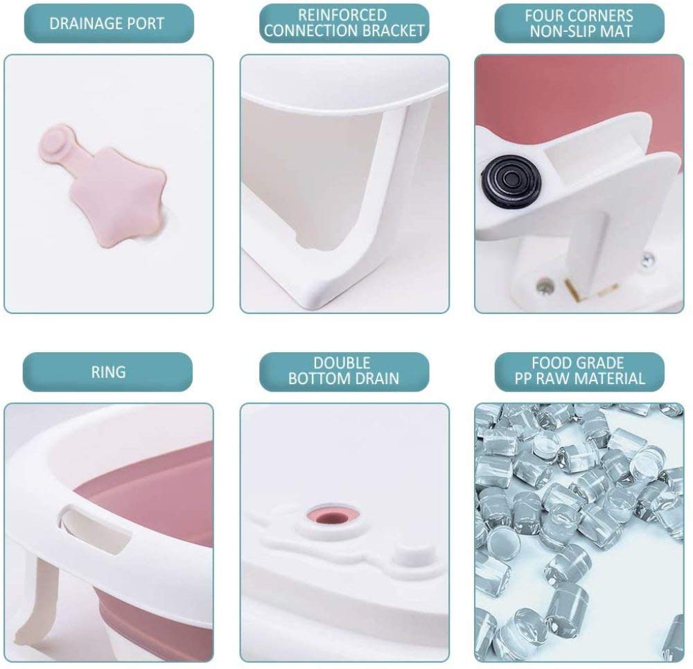 Bañera Plegable Portátil, SPA Niños Plástico Antideslizante para Ducha, Mantenimiento Eficiente De La Temperatura 84x48.5x20cm,Pink