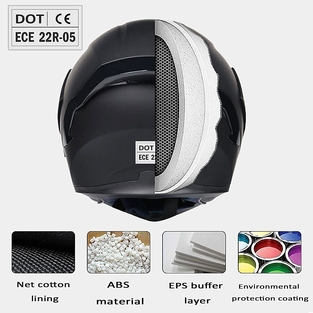 Casco Moto Auricolare Bluetooth Interfono Radio Integrato Casco Apribile Con Doppia Lente Antiappannamento Caschi Integrali Omologati ECE/DOT Casco Scooter Per Donna E Uomo