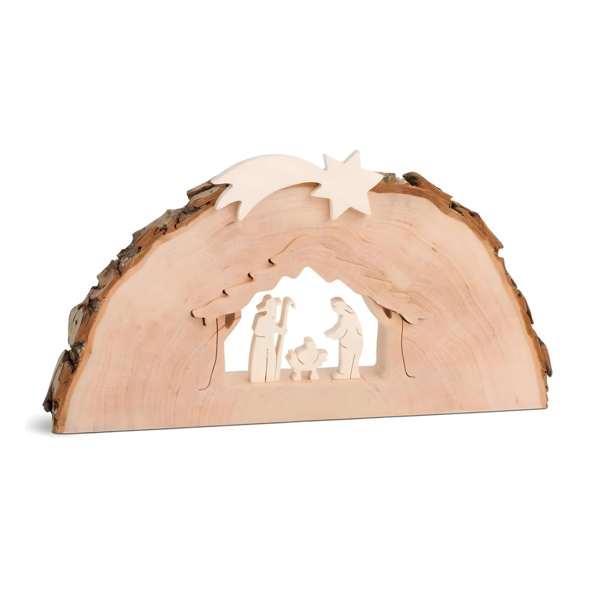 Dolfi Christmas Nativity Scene Wood with Bark 10 cm | Natural Wood in Val Gardena | Nativity Figure