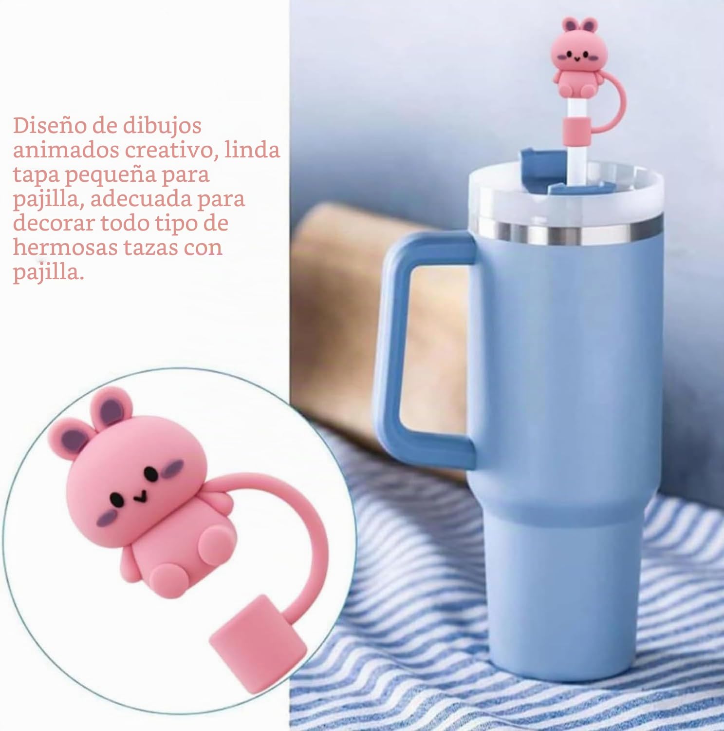 8 Piezas Tapas de Pajitas para Stanley Cup, 10mm Cubiertas de Pajita de Silicona, Pajitas Reutilizables Tapa Consejos, Pajita Tapa Prueba de Polvo y Fugas, Accesorios para Stanley Cup H2.0 40oz/30oz