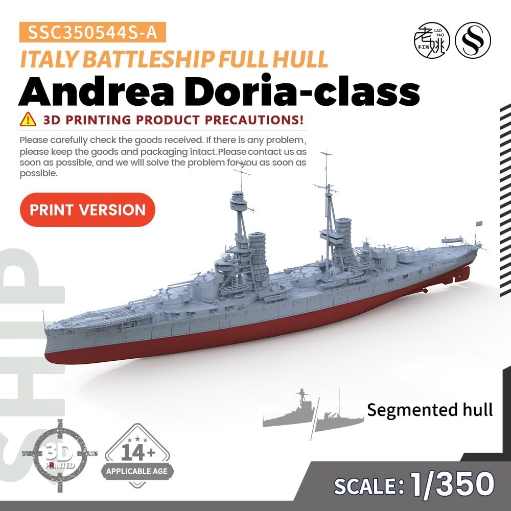 MRY-SFW 1/350 Modello Militare Italiano Classe Andrea Doria Corazzata Versione Sottobordo Kit Navy