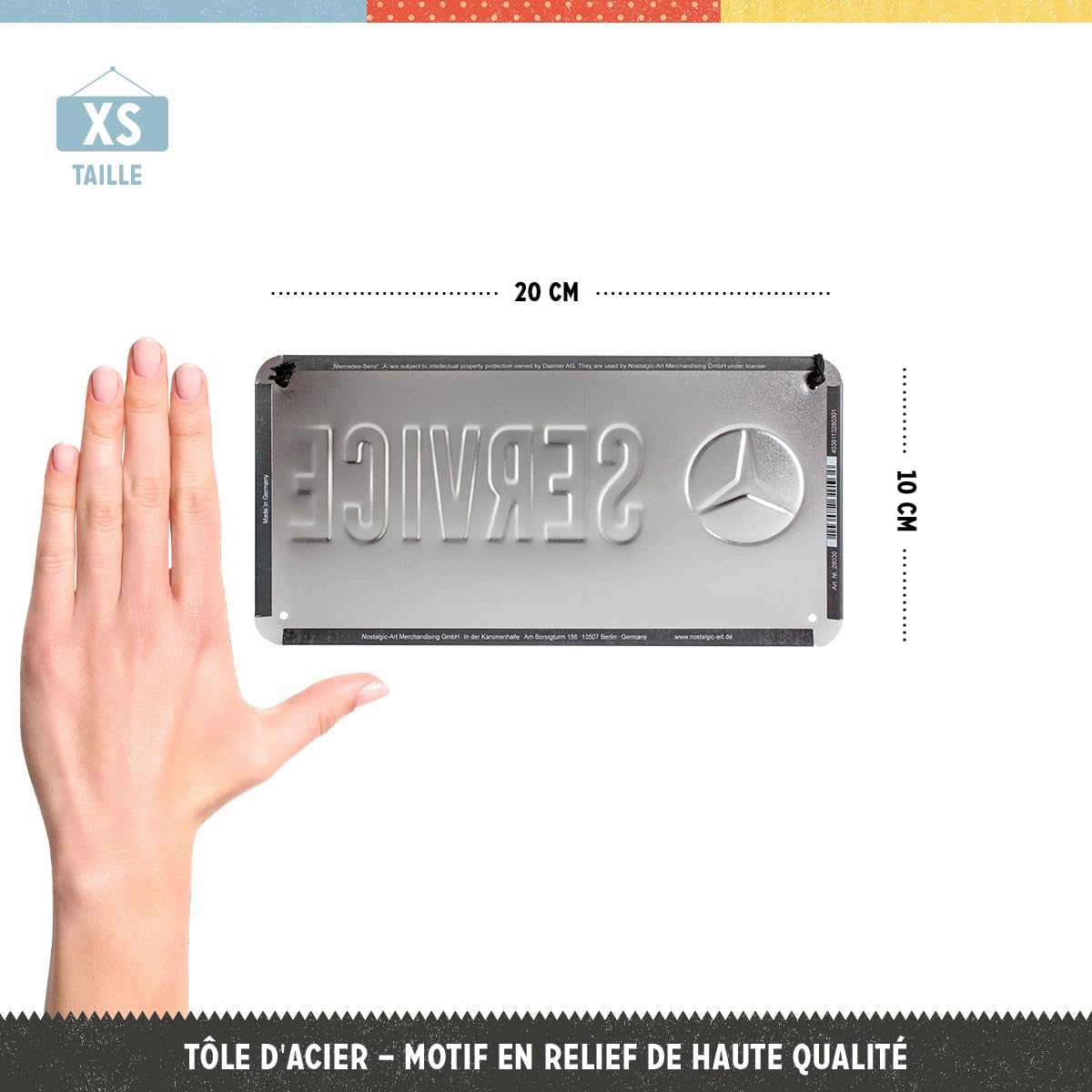 Nostalgic-Art, Plaque à suspendre, Mercedes-Benz Service – Idée de cadeau pour les fans d'automobiles, en métal, Déco design retro, 10 x 20 cm