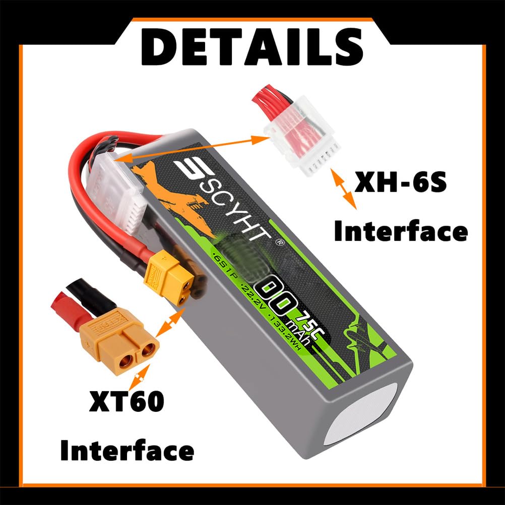 Amazon.com: SSCYHT Lipo Battery 6S 22.2V 6000mAh 3300mAh 3600mAh