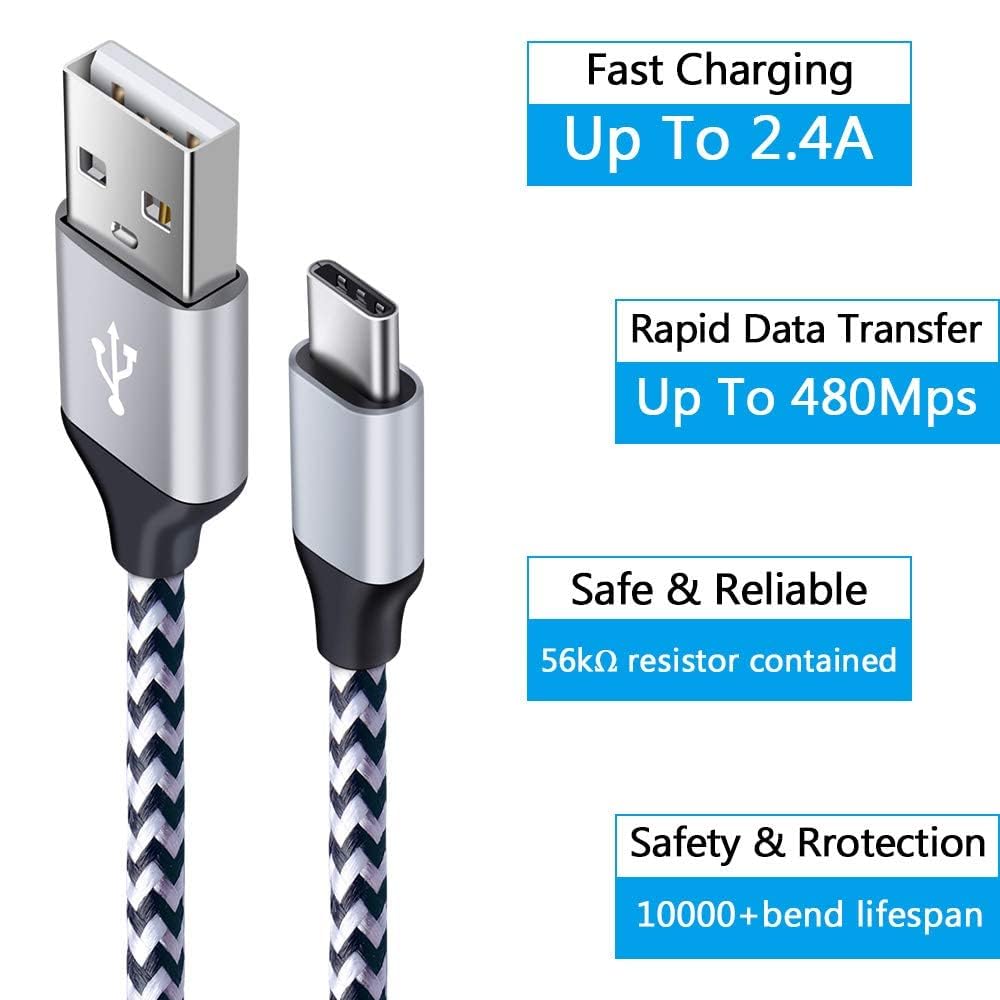 Kabel do ładowania C, szybkie ładowanie, kabel USB C, kabel do telefonu z systemem Android, kompatybilny z Samsung Galaxy S21, S20, Ultra, S10, S8, S9, Plus, S23, S24, S22, Note 20, 10, A51, A20,