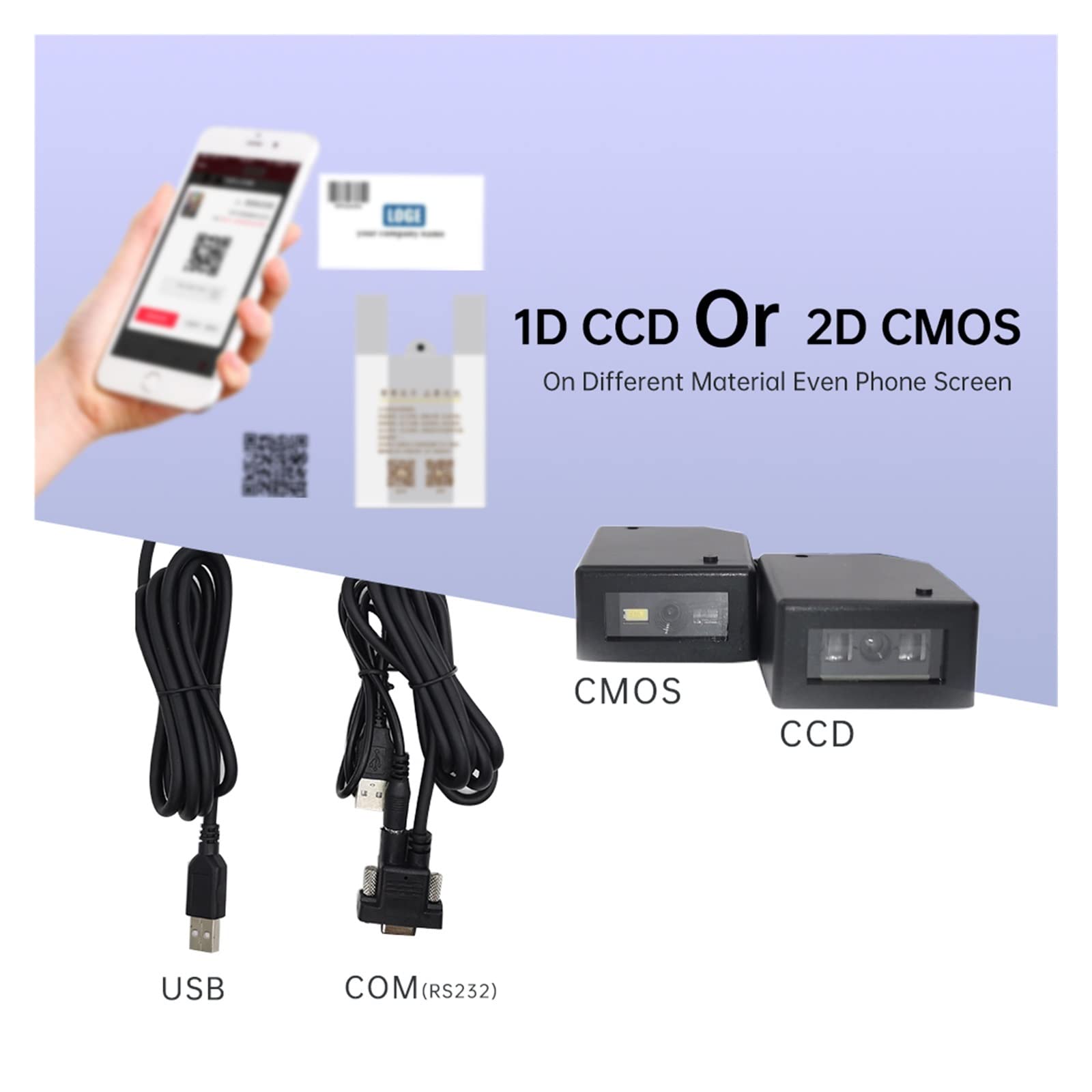 Skaner kodów kreskowych wbudowany moduł skanera kodów kreskowych 1D 2D USB RS232 interfejs do sterowania drzwiami automatu samoobsługowego terminal (kolor: USB 2D CMOS)