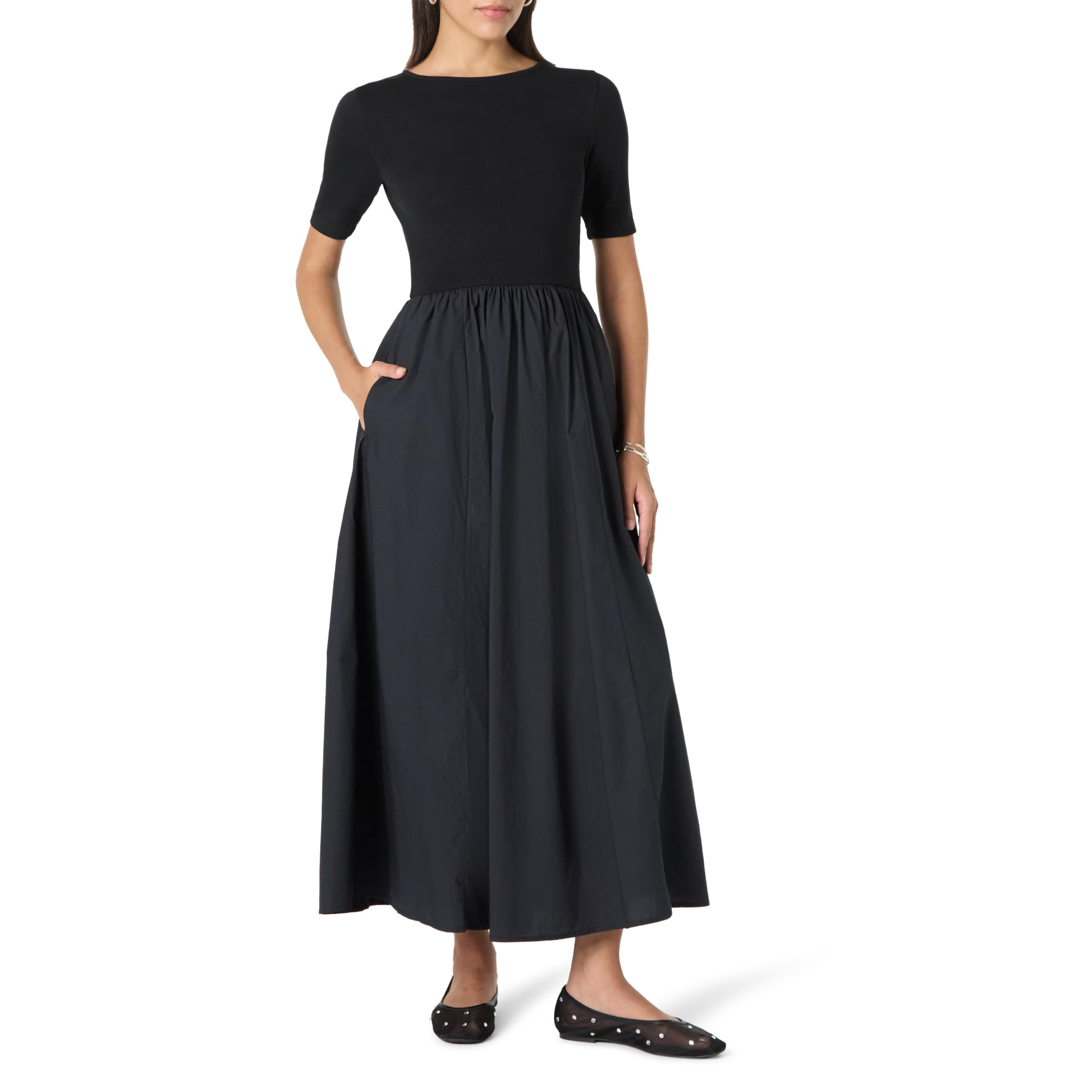 The DropWomen's Barrett Short Sleeve Mixed Media Dress