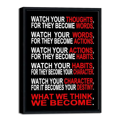 Pyradecor Black Framed Canvas Wall Art Inspirational Poster Office Positive