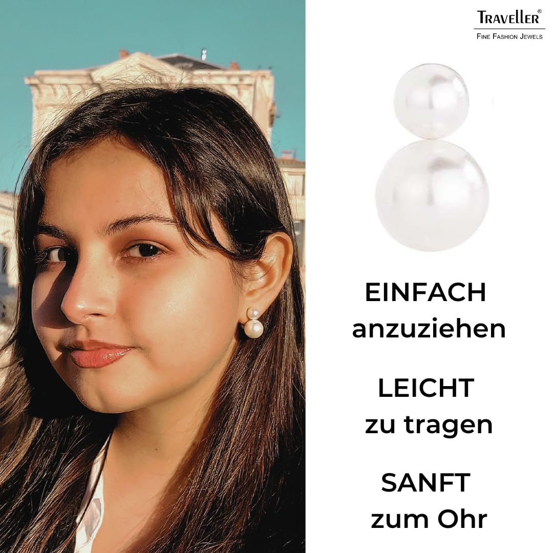 Traveller Ohrclip - Damen - Doppel-Perle