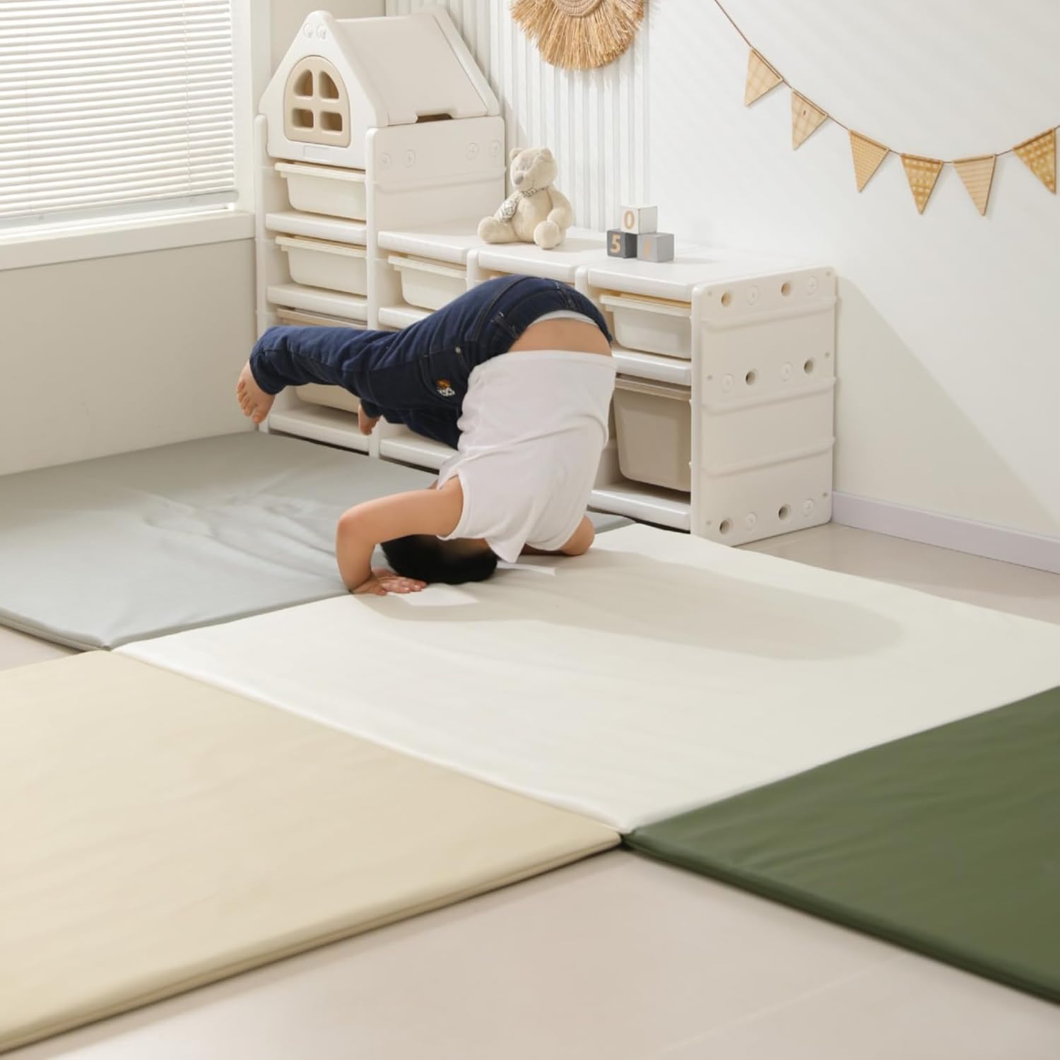 [COVANK]プレイマット 120&times;120 防水 防音 折りたたみ 厚み4cm ベビーマット 赤ちゃん用 床暖房対応 クッション