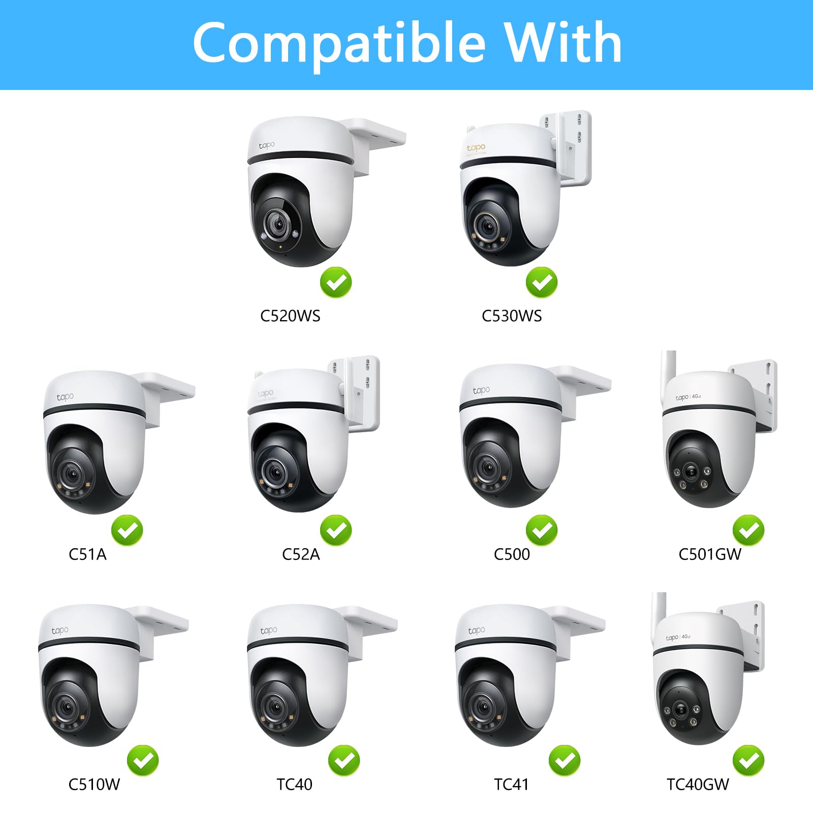 HOLACA Gutter Mount Compatible with TP-Link Tapo C530WS / C520WS / C510W / C500 / C501GW / TC40GW / C51A / C52A C520WS Outdoor Security Camera (Camera NOT Included) - Image 3
