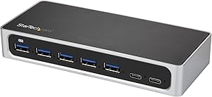 StarTech.com 7 Port USB C Hub with Fast Charge Port - USB-C to 5X USB-A 2X USB-C (USB 3.0 SuperSpeed 5Gbps) - Self Powered USB 3.1 Gen 1 Type-C Hub w/Power Adapter - Desktop/Laptop Hub (HB30C5A2CSC)