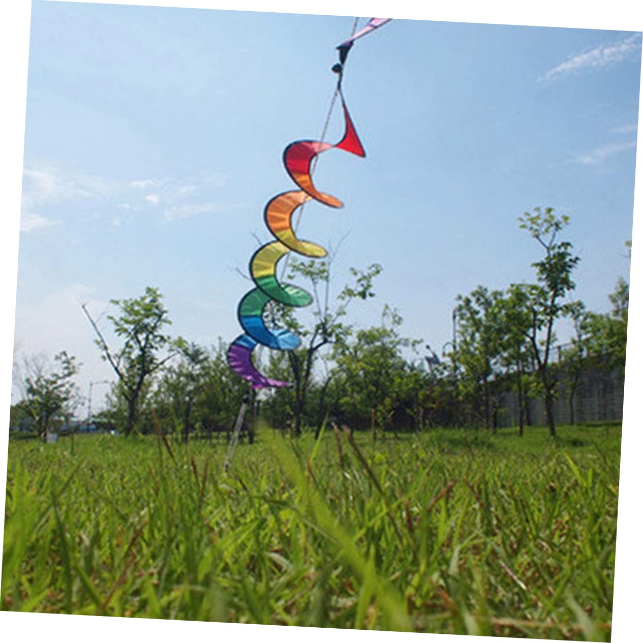 GALPADA Spiral Rainbow Wind Spinner Colorful Lawn Decoration Eye Catching Outdoor Garden Portable Nylon Whirligig for Camping and Festivals