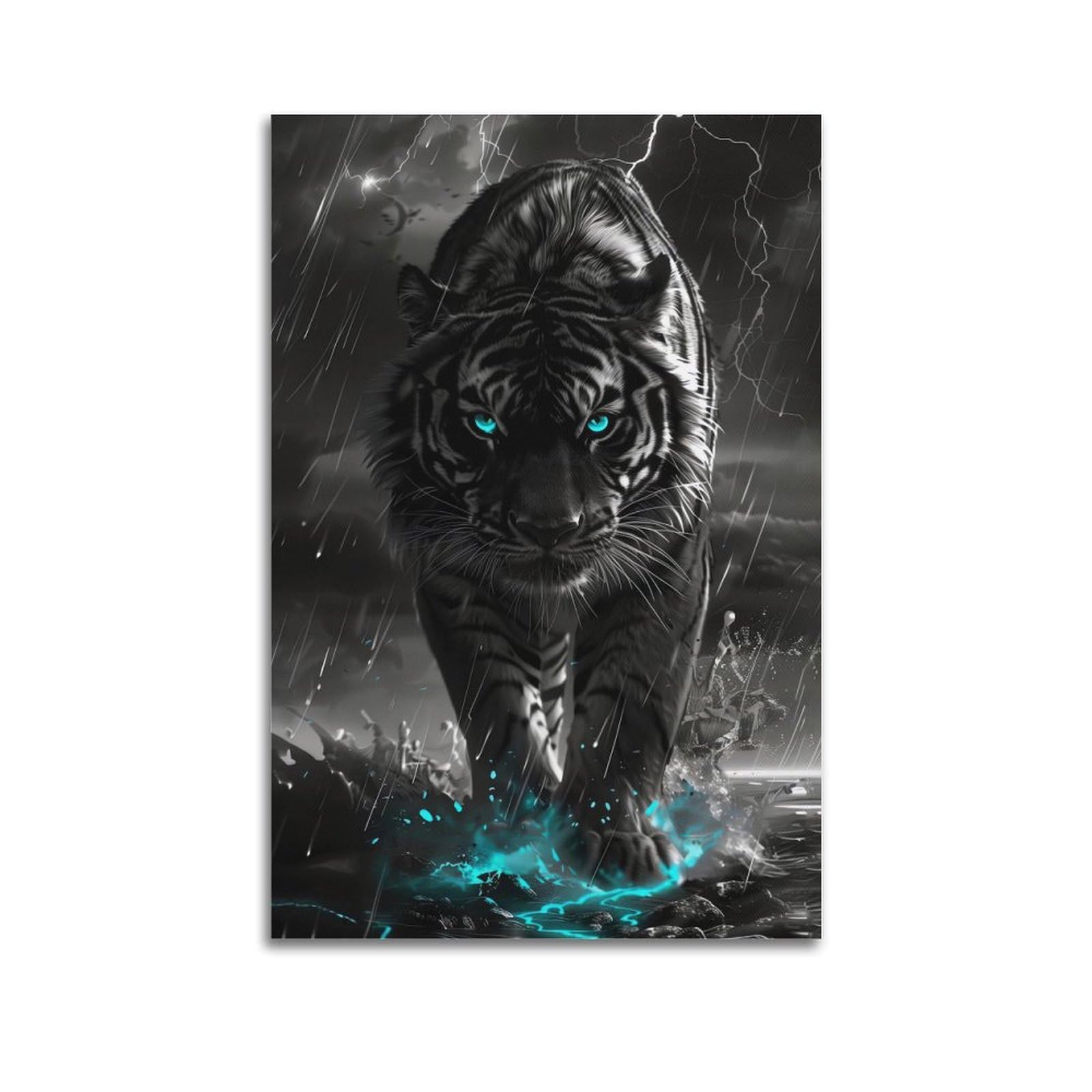 ZSZWHJ Animal Artwork Poster Tiger in The Rain Poster Decorative Painting Canvas Wall Posters And Art Picture Print Modern Family Bedroom Decor Posters 12x18inch(30x45cm)