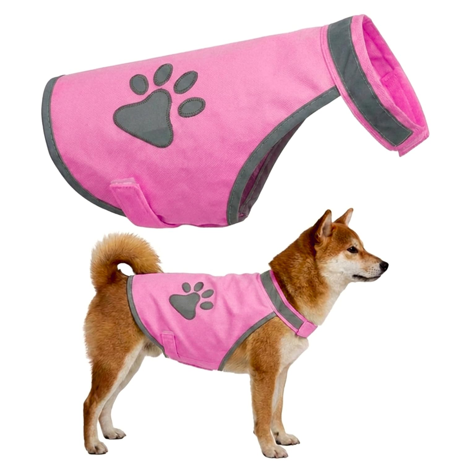 Reflective Dog Vest High Visibility Fluorescent Yellow, Adjustable Safety Coat with Secure Straps for Night Walking and Outdoor Activities(Pink-M)