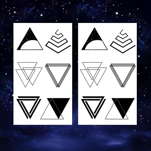 Miniatura 4 de 2 hojas impermeables pequeñas lindas falsas cuello de mano tatuajes temporales pegatinas minimalistas formas geométricas triángulo negro