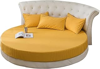 Colchones redondos de color sólido para cama, tela de algodón transpirable, protector contra el polvo, para bebés, mujeres, mascotas y ancianos, color amarillo, diámetro: 1,8 m