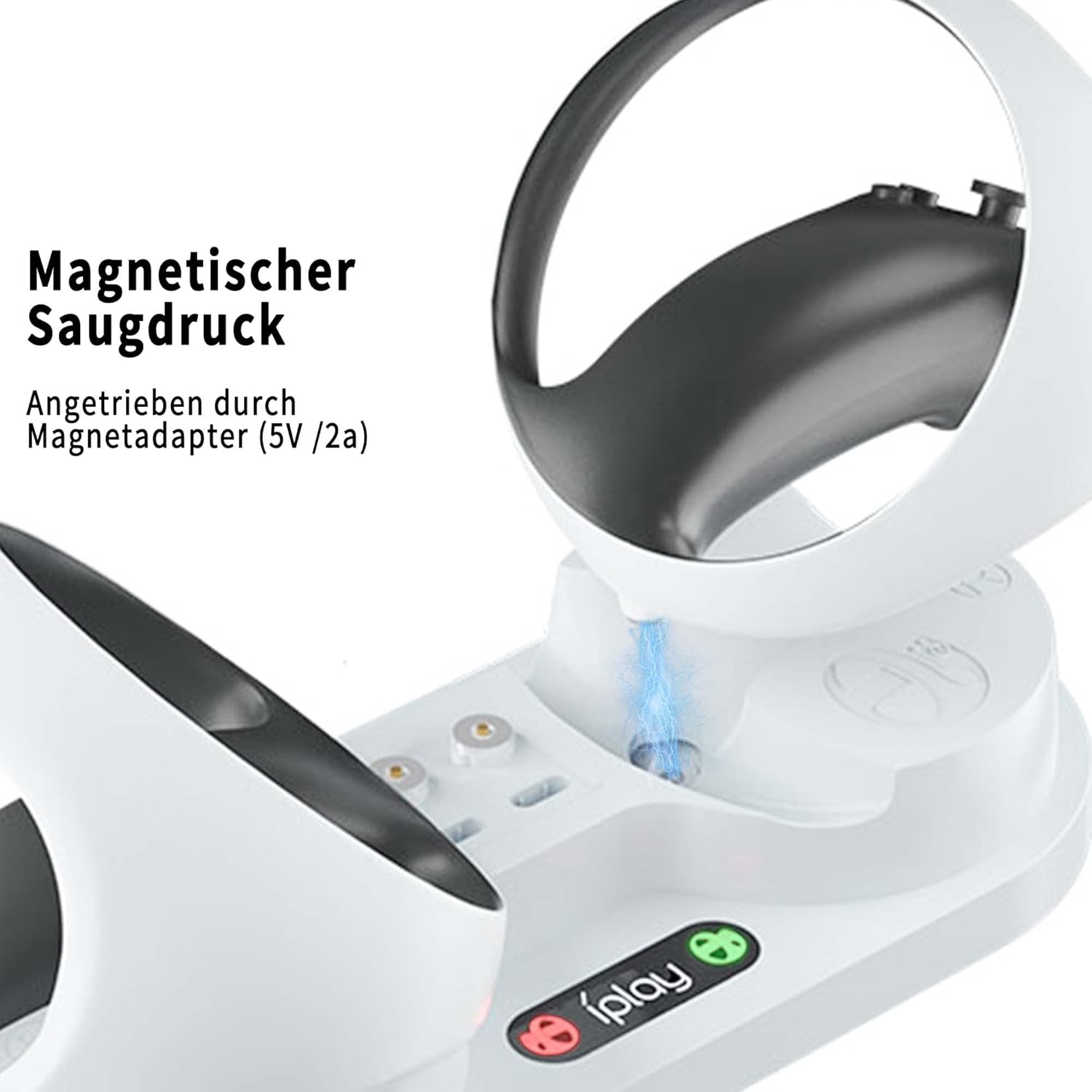 PSVR 2 Controller Charging Station, PS VR2 Sense Charging Dock, Charging Stand for PS5 VR2 Accessories with 4 Magnetic Adapters, Led Indicator and Type-C Cable - White