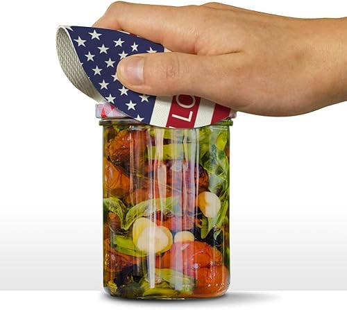 Miniatura 2 de Abridor de tapa de agarre de tarro antideslizante de goma redonda personalizada con bandera estadounidense