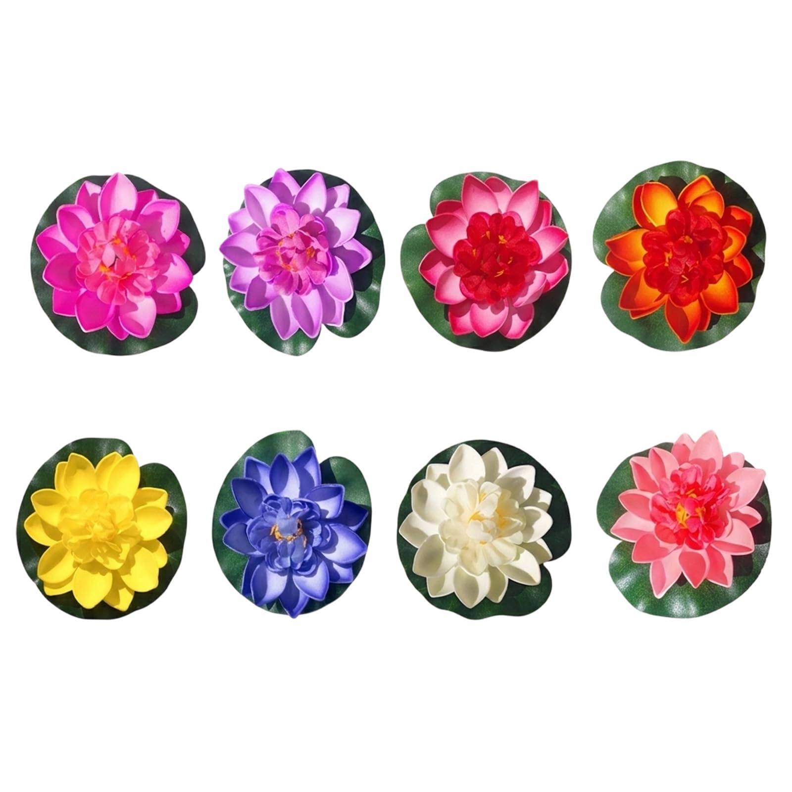 XcnPer 8-Piece Water Lily For Small Pond, Artificial Pond Plants Set, Water Lilly For Small Pond, Floating Pond Decorations, Lotus Flower And Lily Pads For Ponds, Dwarf Water Lily For Pond