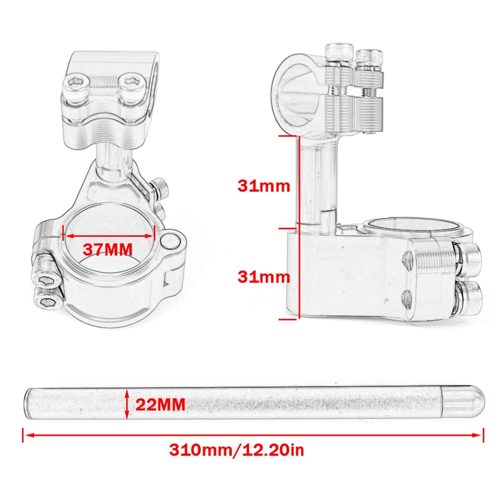 Rialzi Manubrio Moto Universale 37mm 45mm 51mm 52mm 58mm Riser Da Corsa Per Motocicli CNC Manubrio Motocicletta Riser (Misurare : Black 37mm)