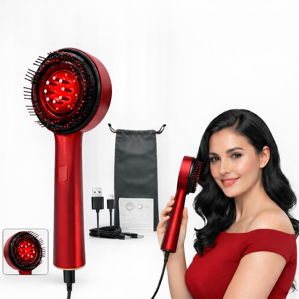 RichCurls Premium Head Scalp Electric Massager 2 in 1 Hair Oil Applicator Comb | IPX7 Waterproof Portable Massager Brush | Hair Growth & Stress Relief Scalp Care