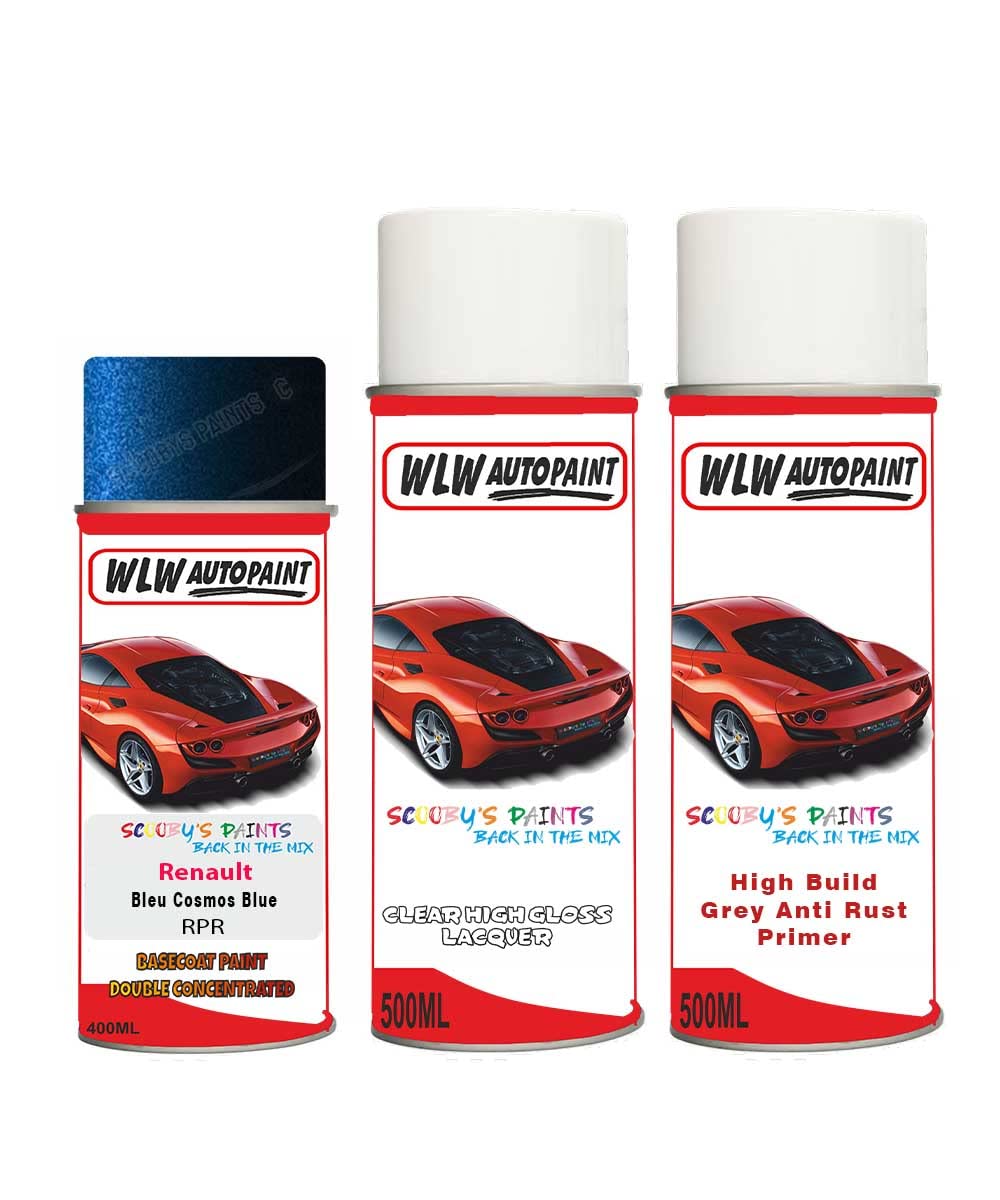 Aerosol Spray Paint For Renault Megane Bleu Cosmos Blue 2013-2019 Primer Undercoat With Lacquer
