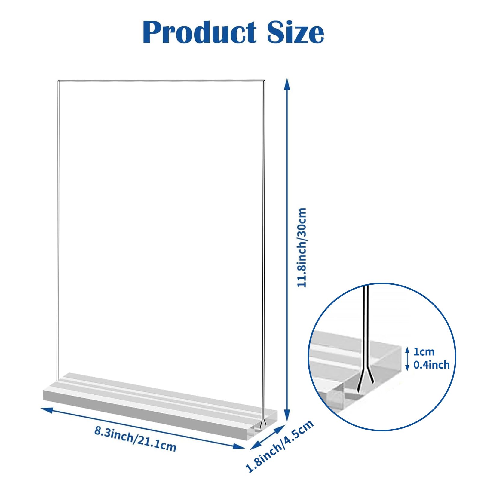 Lot de 12 Supports de A4 en Acrylique, Présentoir en Acrylique Transparent, En Forme de T - Présentoir de Menu de Table pour Restaurants, Bureaux, Magasins, Spectacles (Lot de 12 A4)
